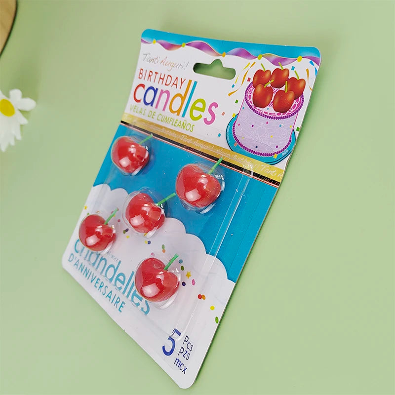 Cherry Birthday Cake Candle Cherry Fruit Candle Pink Girl Cute Candle Creative Children's Cartoon Candle