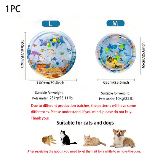 Summer pet cooling mat,Thickened Inflatable Water Mat For Cat And Dog Pet Playmat With Fish Sea Ocean Theme Sensory Toy Water