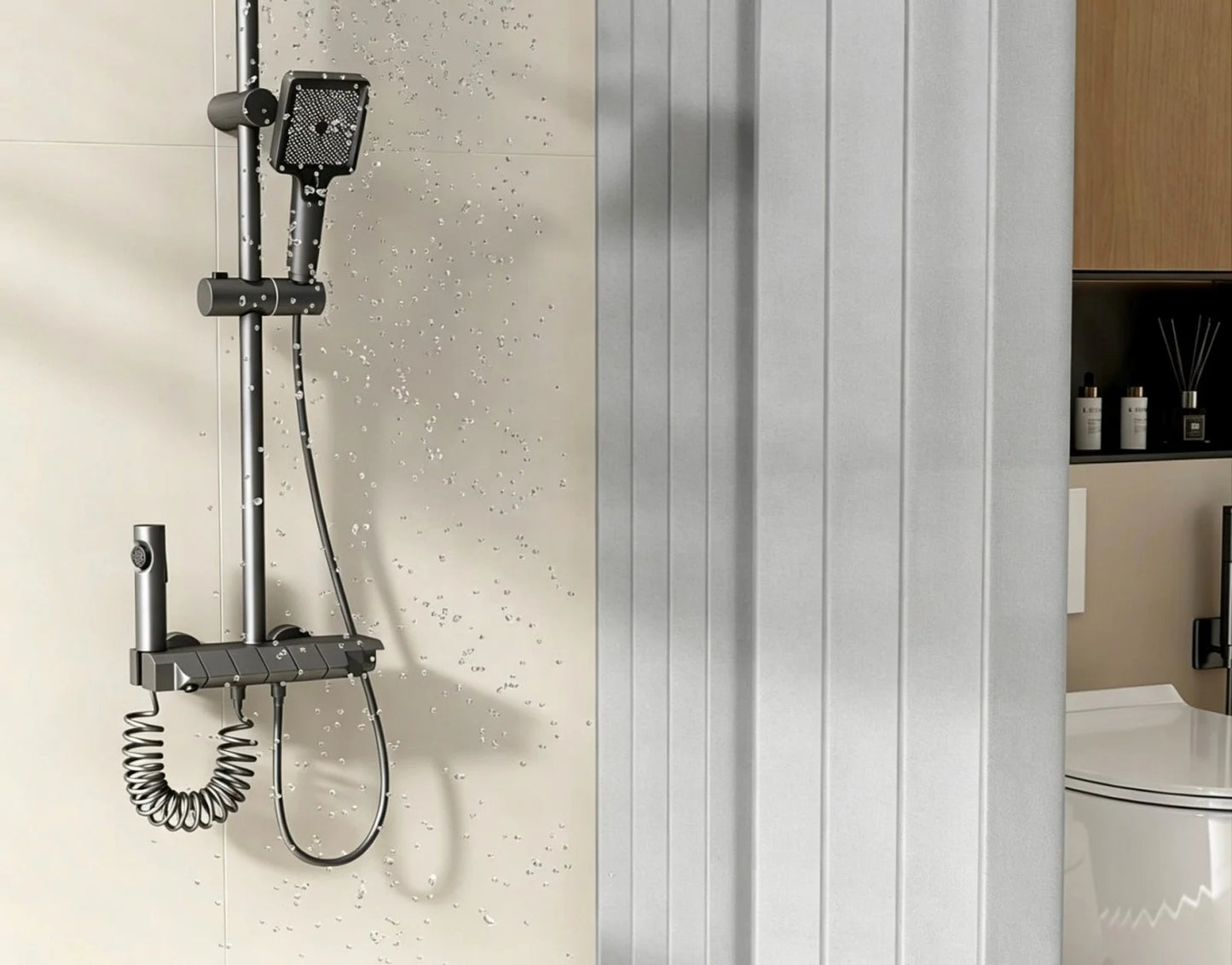 SUBEI Wholesale 5-Fold Shower Curtain Waterproof Foldable Shower Curtain Rod Clothes Hanger Rack Space-saver Bathroom Balcony