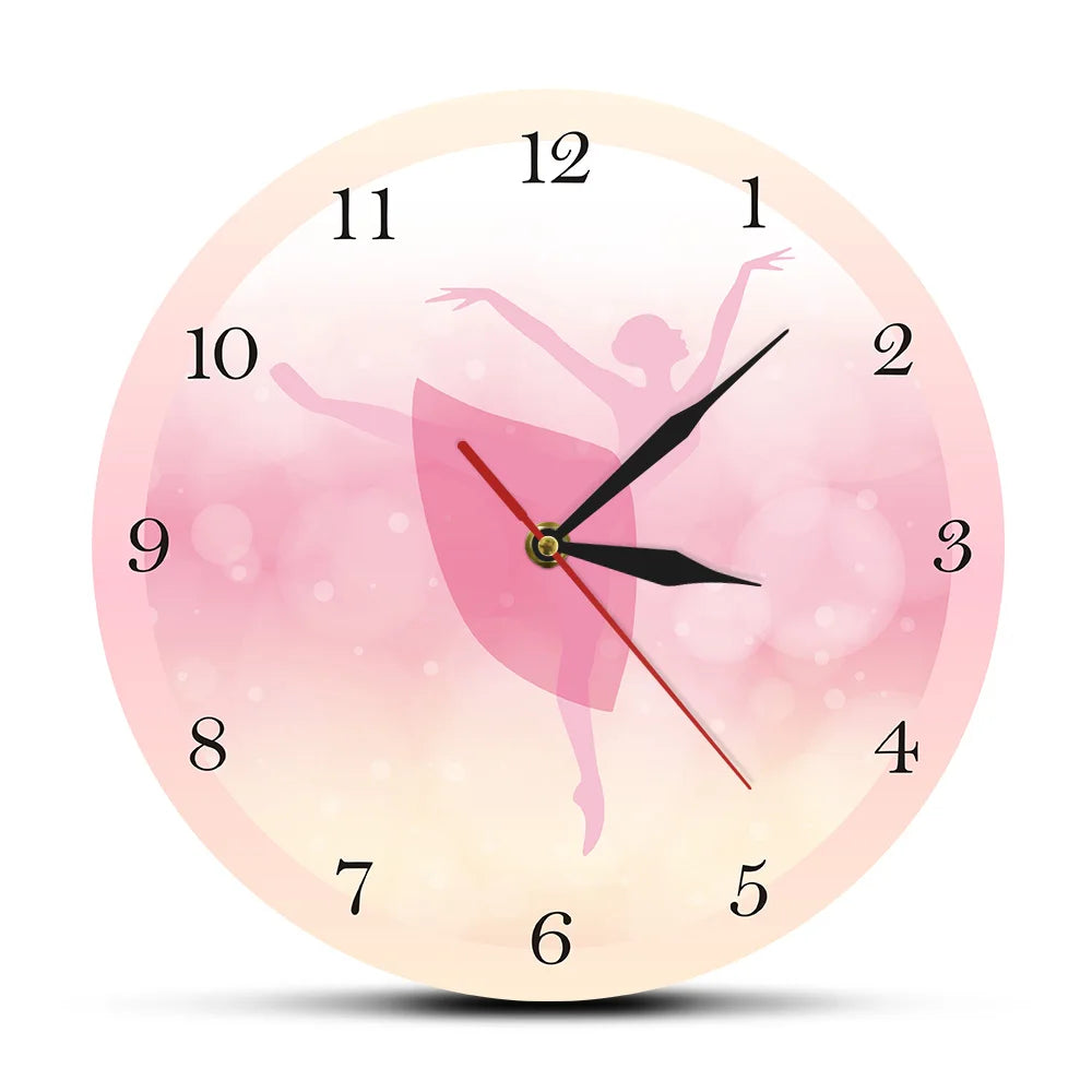 Girl Bedroom Decor Ballet Girl Princess Pink Wall Clock Baby Girl Dancing Wall Clock Ballerina Moving Leg Dancing Clock Watch