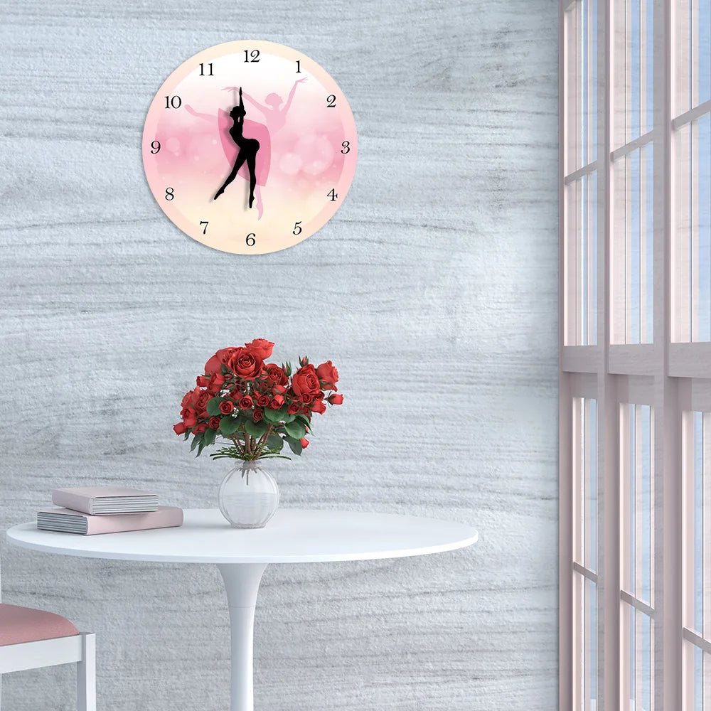Girl Bedroom Decor Ballet Girl Princess Pink Wall Clock Baby Girl Dancing Wall Clock Ballerina Moving Leg Dancing Clock Watch