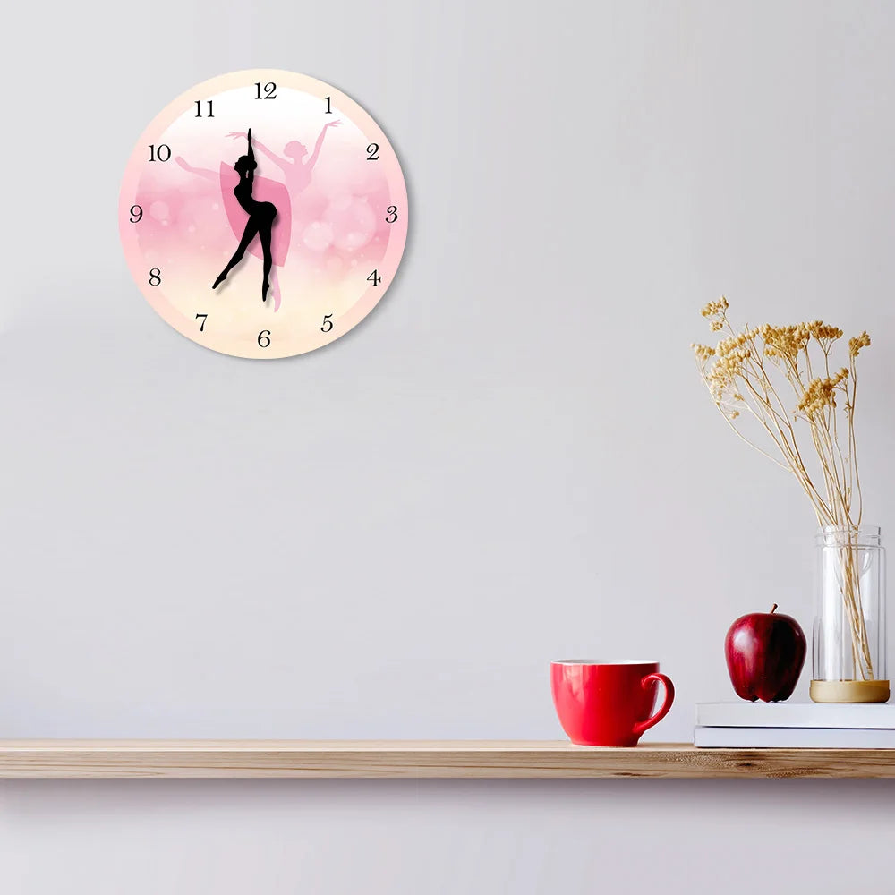 Girl Bedroom Decor Ballet Girl Princess Pink Wall Clock Baby Girl Dancing Wall Clock Ballerina Moving Leg Dancing Clock Watch