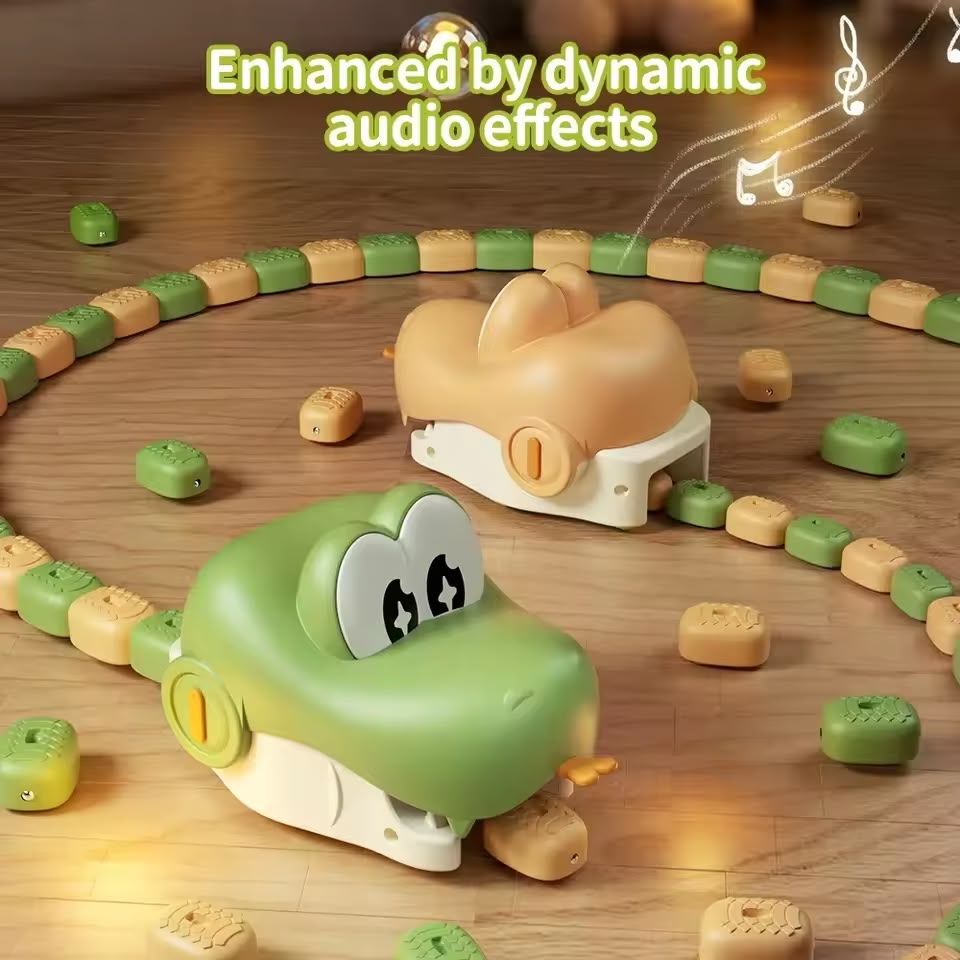 Electric Magnetic Greedy Snake RC Car Set Two Player Battle Interactive Game Toy Remote Control Vehicle Play Gift