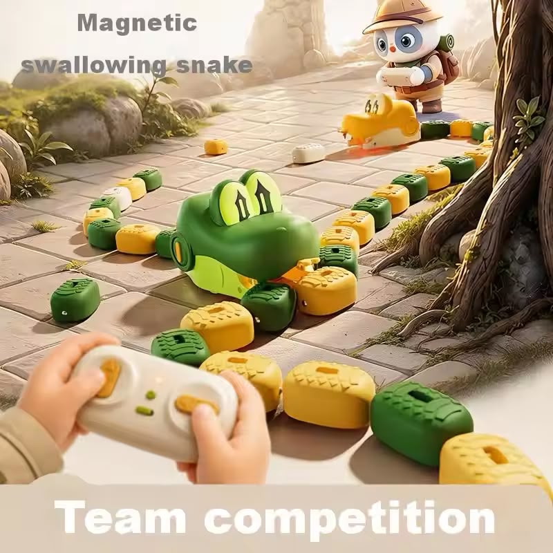 Electric Magnetic Greedy Snake RC Car Set Two Player Battle Interactive Game Toy Remote Control Vehicle Play Gift
