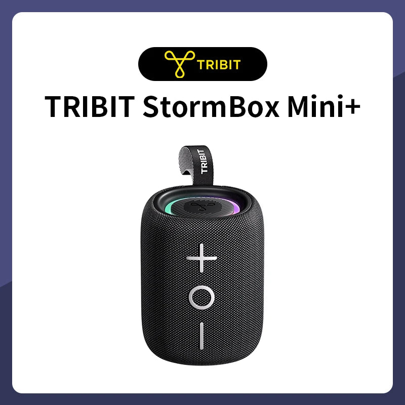 TRIBIT StormBox Mini+ Bluetooth Speaker, 12W 360° Sound With XBass, LEDs, 12 Hours playtimes, IPX7 Waterproof For Hiking Outdoor