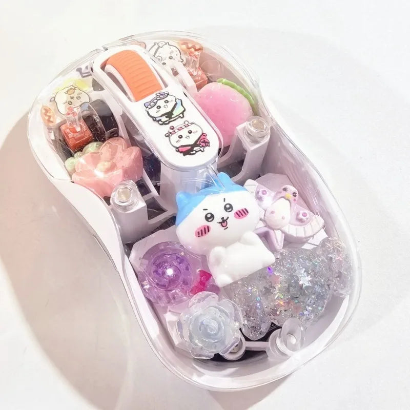 Anime Chiikawa Usagi Bluetooth Wireless Mouse Silent Portable Transparent Cartoon Doll Design For Laptop Computer Office Study