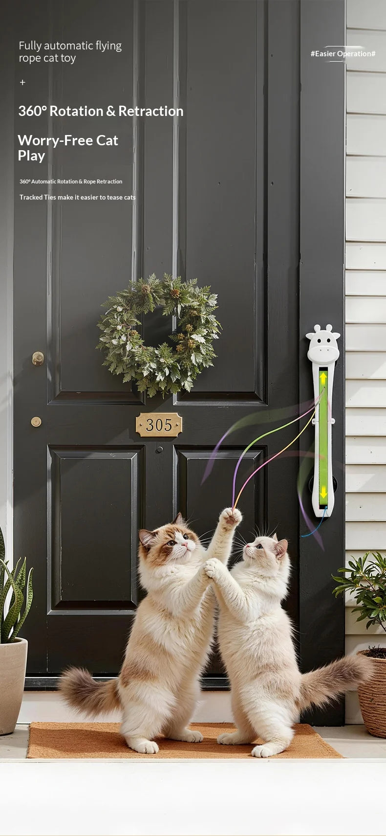 Fully automatic giraffe cat teasing machine, automatically tightens and throws ropes, allowing cats to relax and relieve boredom