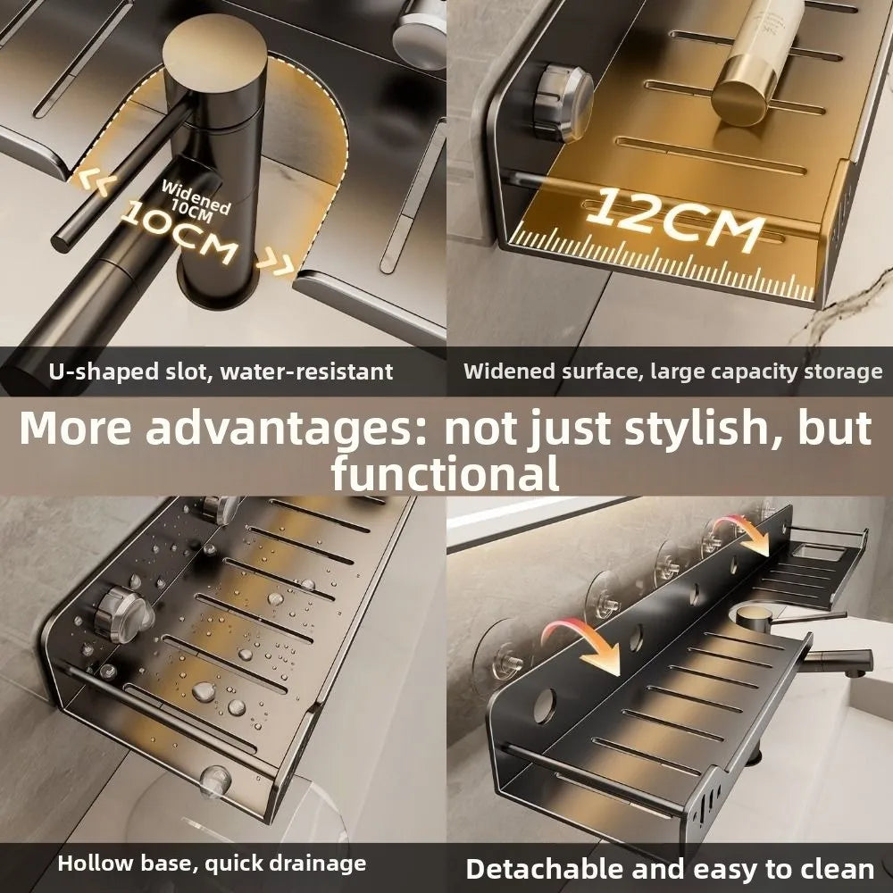 Suction Cup Bathroom Shelves Wall Mounted No-Drill U-Shaped Storage Rack Waterproof Removable Kitchen Floating Shelf Organizer