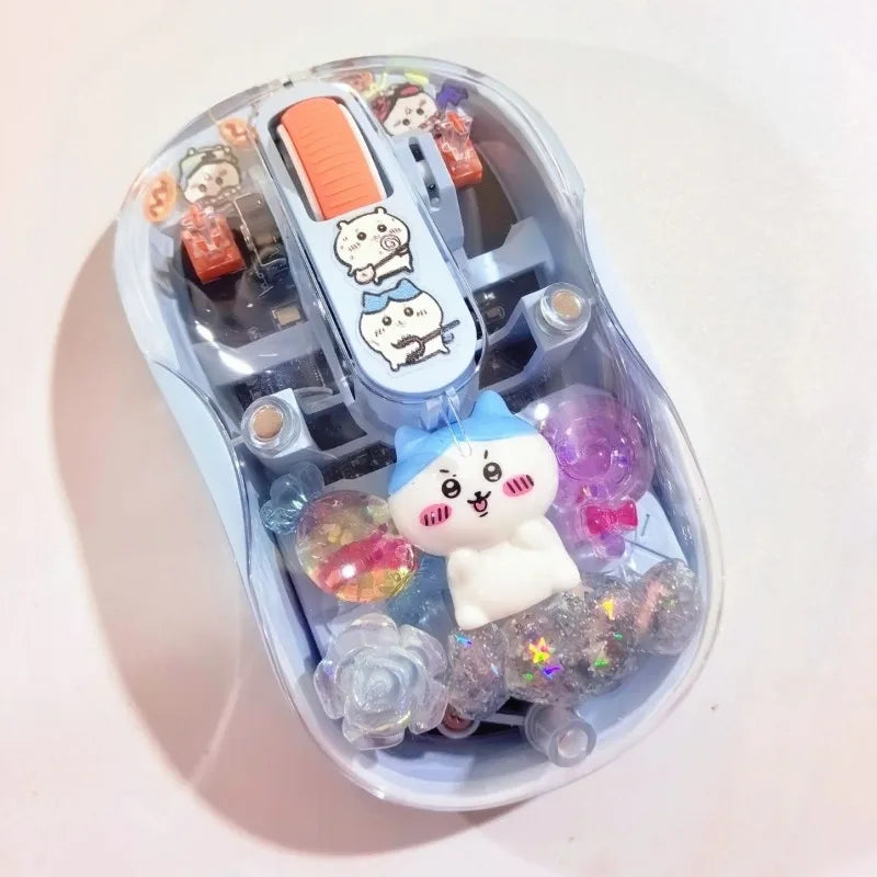 Anime Chiikawa Usagi Bluetooth Wireless Mouse Silent Portable Transparent Cartoon Doll Design For Laptop Computer Office Study