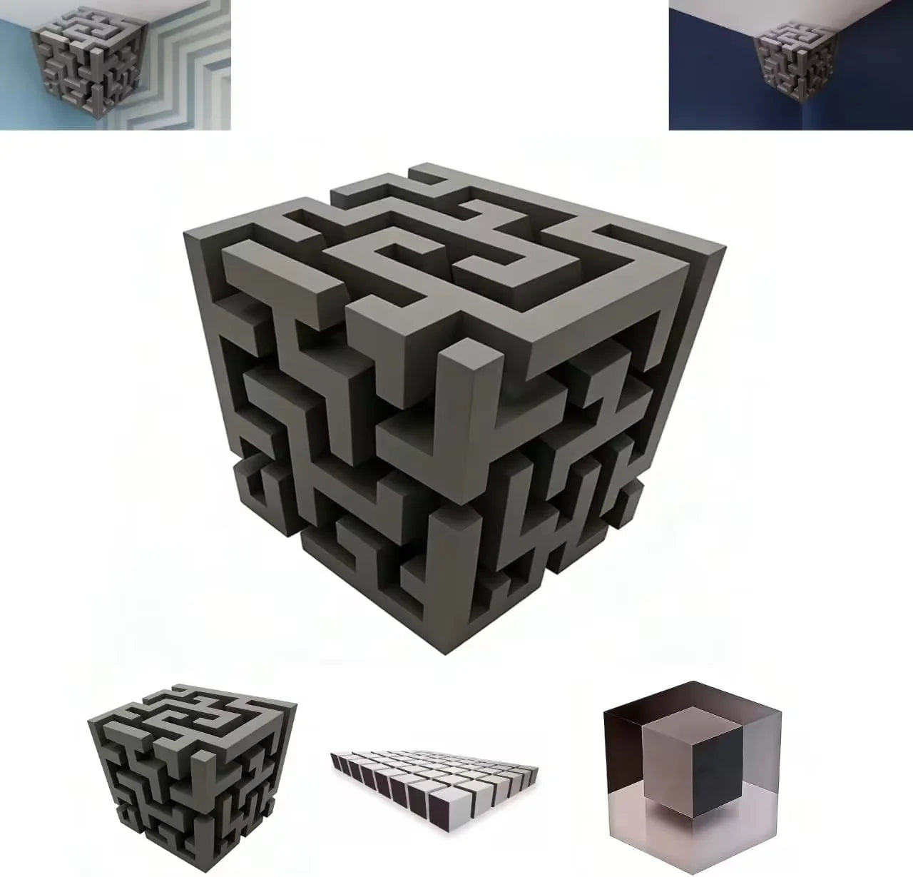 3D Wall Art Optical Illusion Wall Decal Creative 3D Impossible Corners That Reshapes Reality Illusionary Wall Sticker Home Decor