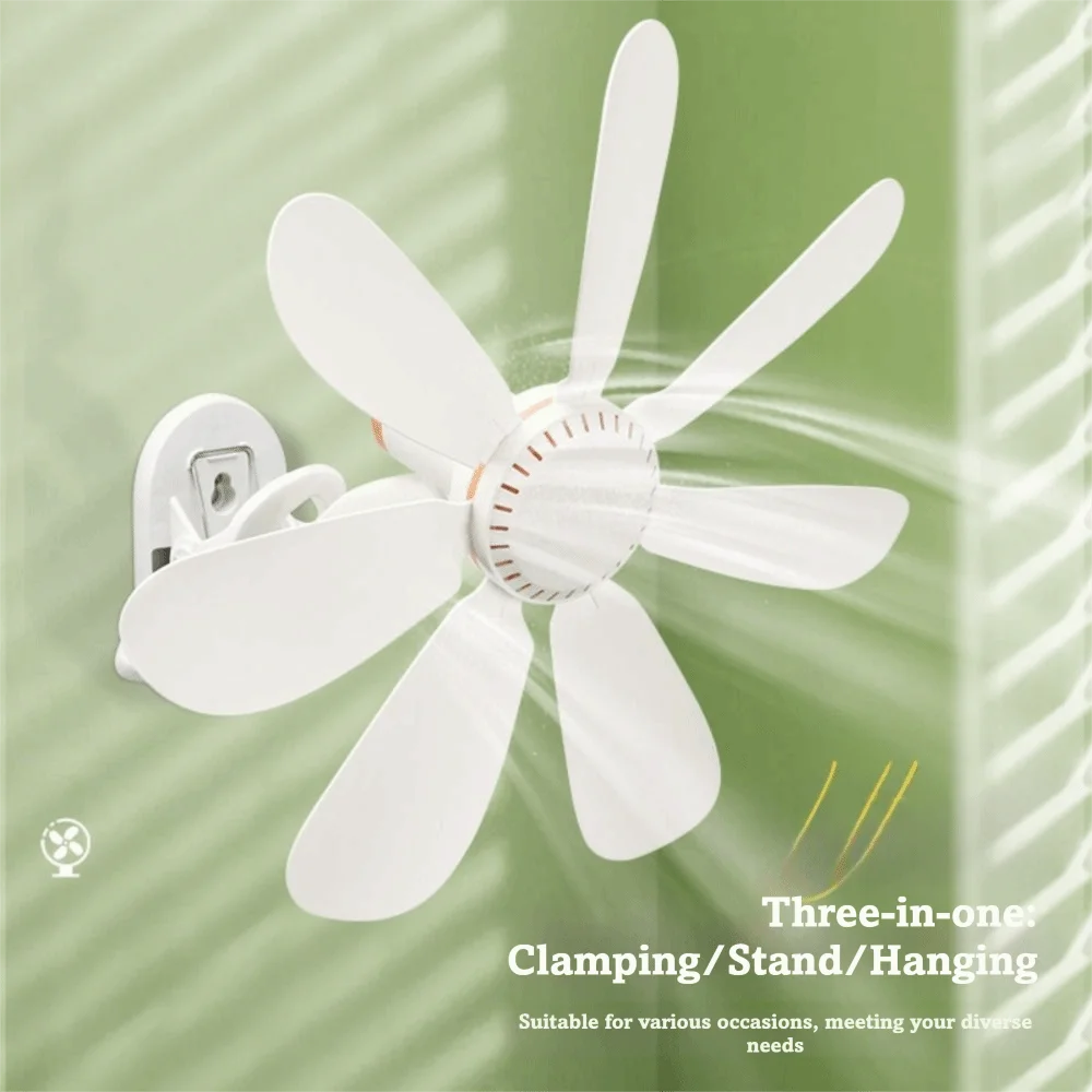 Strong Wind Portable Clip Fan Hollow-out Design Clip Fan Small Personal Fan Powerful Airflow Seven Leaves Personal Cooling Fan