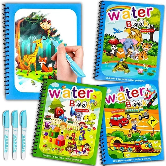 Magic Water Book with Pen Children Learning  Education Toy Baby Montessori Toys Drawing Coloring Books for Kids 2 To 4 Years Old