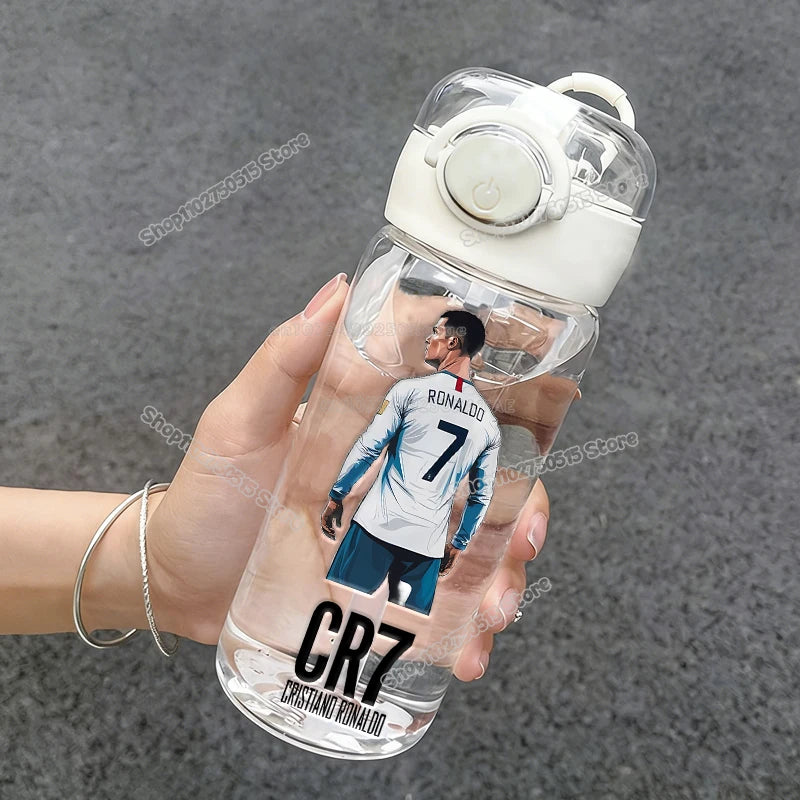 400ml CR7 Ronaldo Transparent Straw Bottle Football Star Outdoor Sport School Kid Water Cup Boy Girl Travel Fitness Drink Bottle