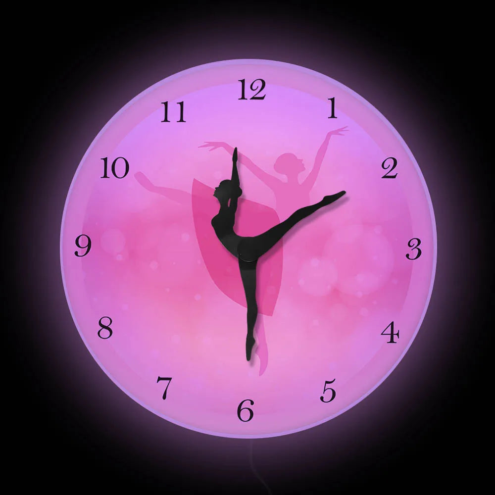 Girl Bedroom Decor Ballet Girl Princess Pink Wall Clock Baby Girl Dancing Wall Clock Ballerina Moving Leg Dancing Clock Watch