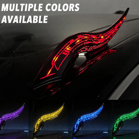1Set 32 LED Light Modes Dragon Horn Car Roof Fins, Touch Dimmable Waterproof Auto Decoration, Universal Car Exterior Accessory