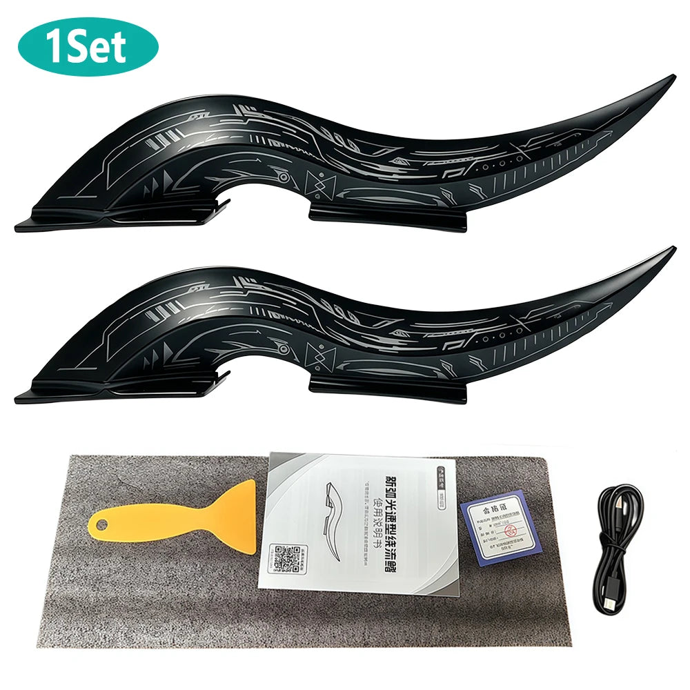 1Set 32 LED Light Modes Dragon Horn Car Roof Fins, Touch Dimmable Waterproof Auto Decoration, Universal Car Exterior Accessory