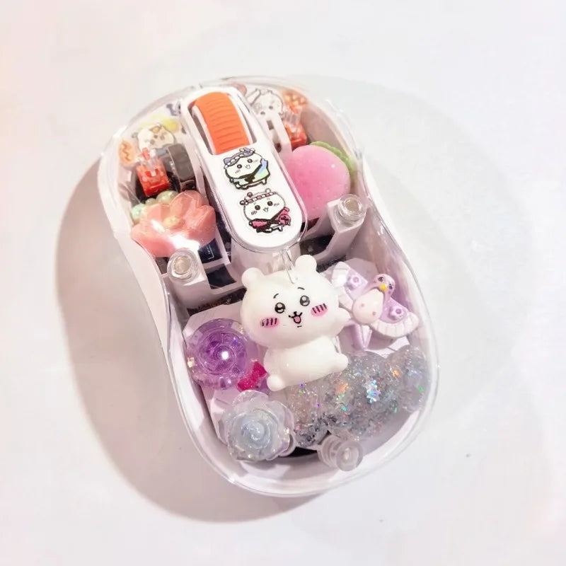 Anime Chiikawa Usagi Bluetooth Wireless Mouse Silent Portable Transparent Cartoon Doll Design For Laptop Computer Office Study