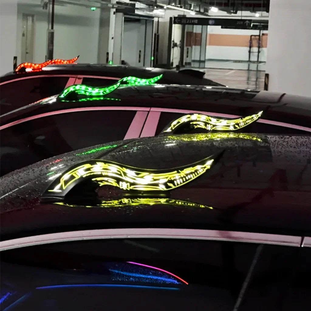 1Set 32 LED Light Modes Dragon Horn Car Roof Fins, Touch Dimmable Waterproof Auto Decoration, Universal Car Exterior Accessory