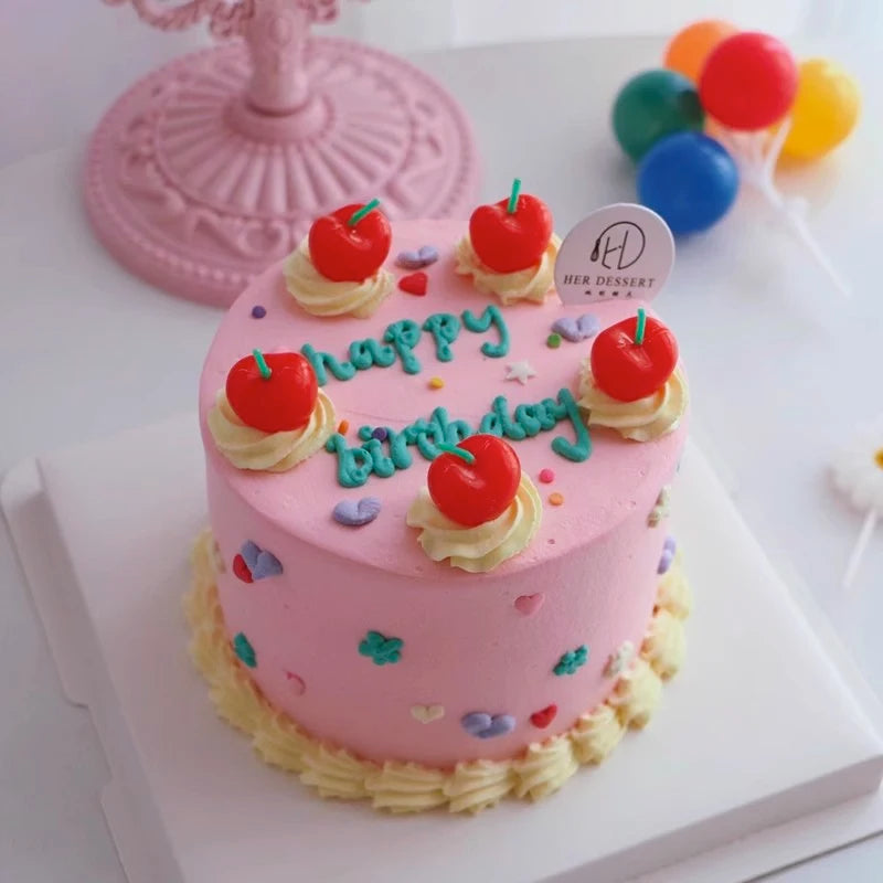 Cherry Birthday Cake Candle Cherry Fruit Candle Pink Girl Cute Candle Creative Children's Cartoon Candle