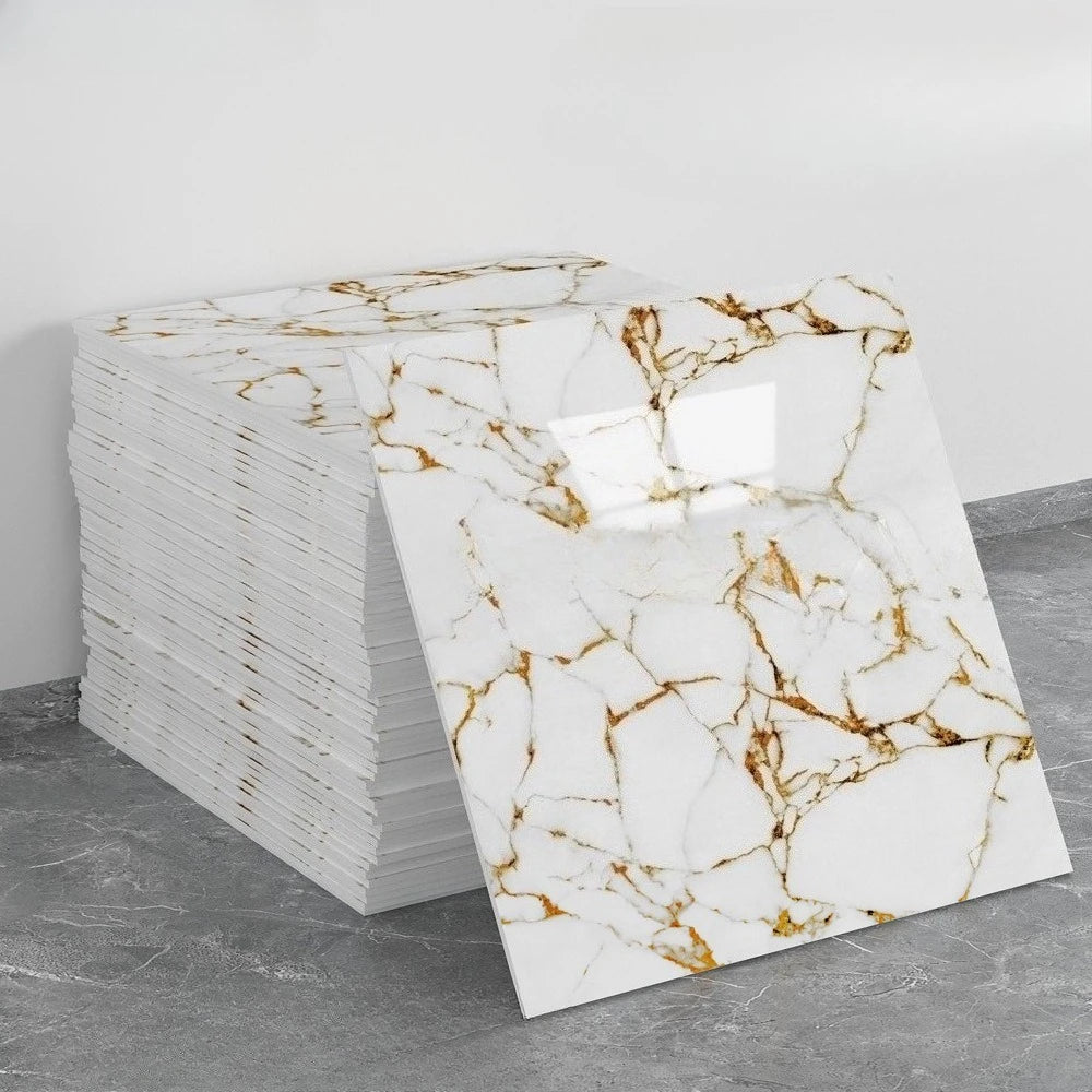 Marble Peel and Stick Backsplash Waterproof Washroom Wall Panels, Peel and Stick Tile, PVC Wall Panels for Kitchen