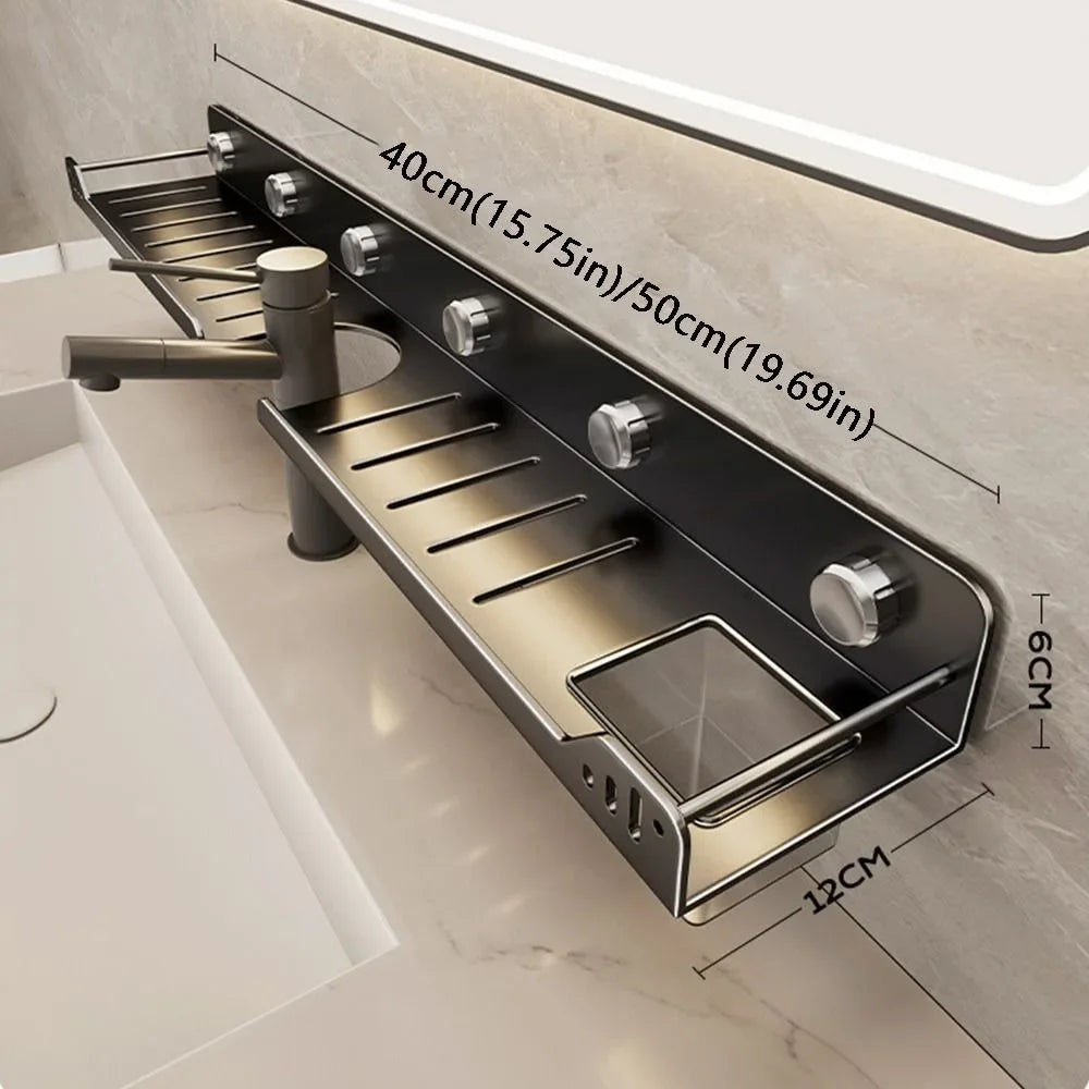 Suction Cup Bathroom Shelves Wall Mounted No-Drill U-Shaped Storage Rack Waterproof Removable Kitchen Floating Shelf Organizer