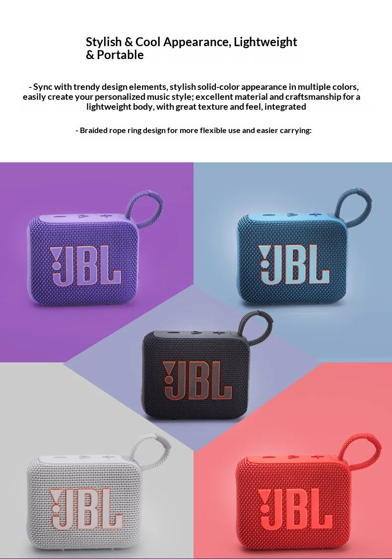 JBL Go 4 Compact large-volume audio system with low power consumption operation and full-device compatibility