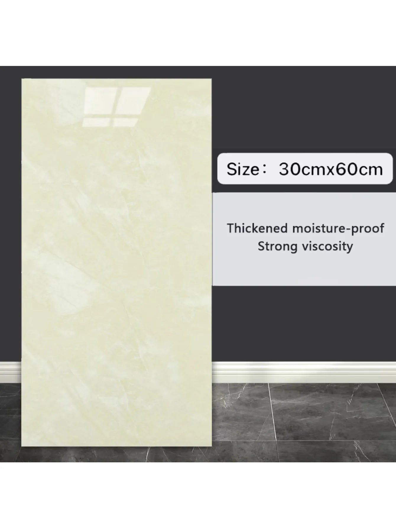 10-Pack Self-Adhesive Marble Tile Stickers – Waterproof 30x60cm PVC Peel-and-Stick Tiles for Kitchen & Bathroom Walls/Floors