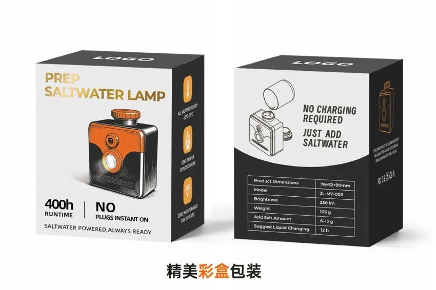 Disposable Salt Water Lamp Outdoor Portable Lantern Garden Tent Camp Backyard Fishing Camping Light Used for 300-400 Hours