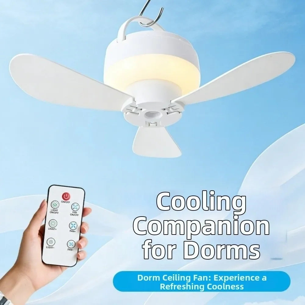 Silent Operation Ceiling Fan Light USB Rechargeable Energy Saving Hanging Fan Light with Remote Control Intelligent Ceiling Lamp