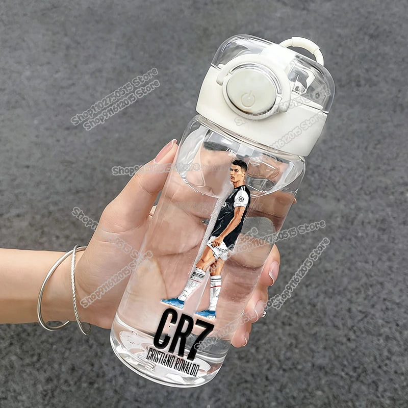 400ml CR7 Ronaldo Transparent Straw Bottle Football Star Outdoor Sport School Kid Water Cup Boy Girl Travel Fitness Drink Bottle