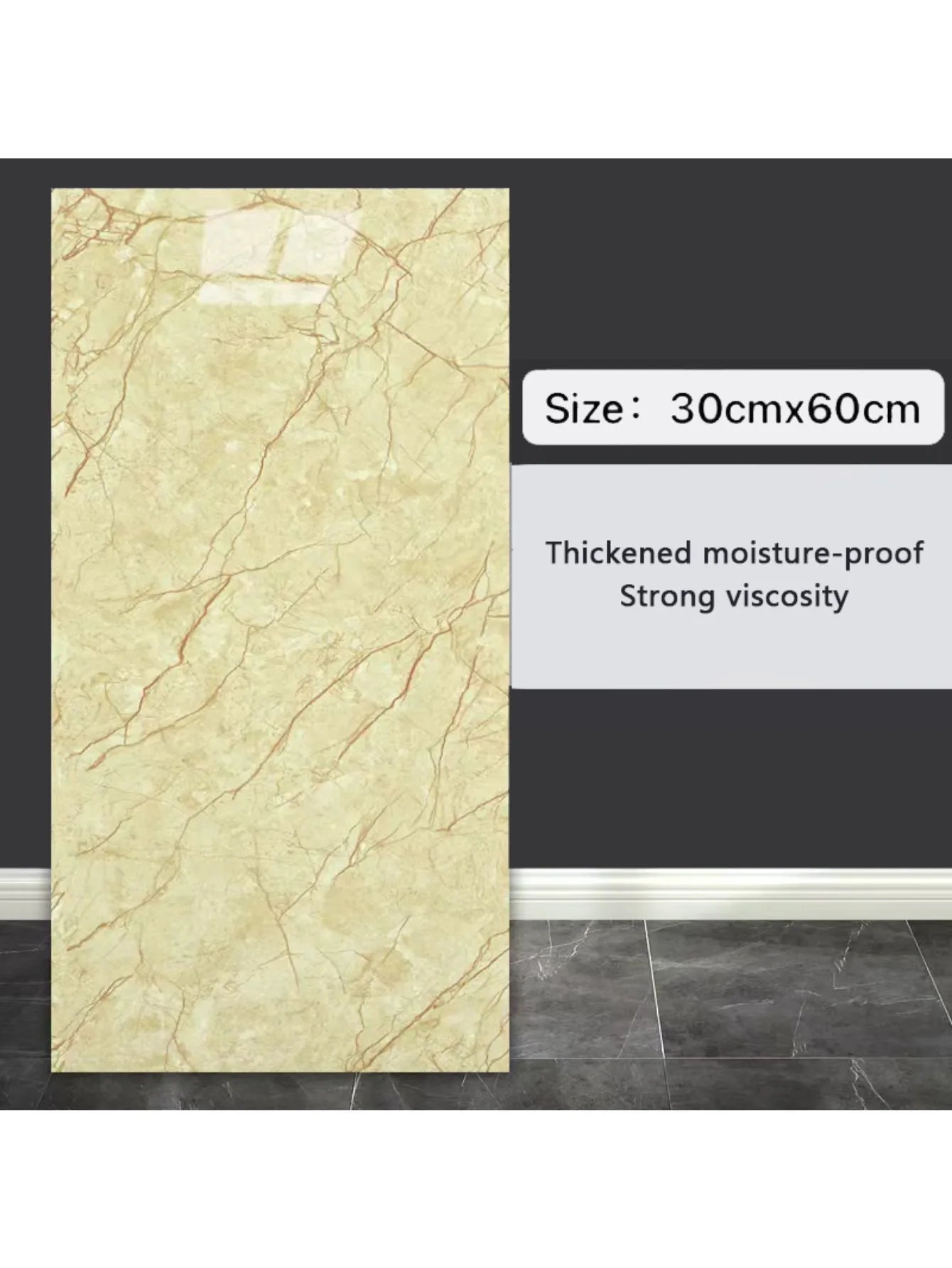10-Pack Self-Adhesive Marble Tile Stickers – Waterproof 30x60cm PVC Peel-and-Stick Tiles for Kitchen & Bathroom Walls/Floors