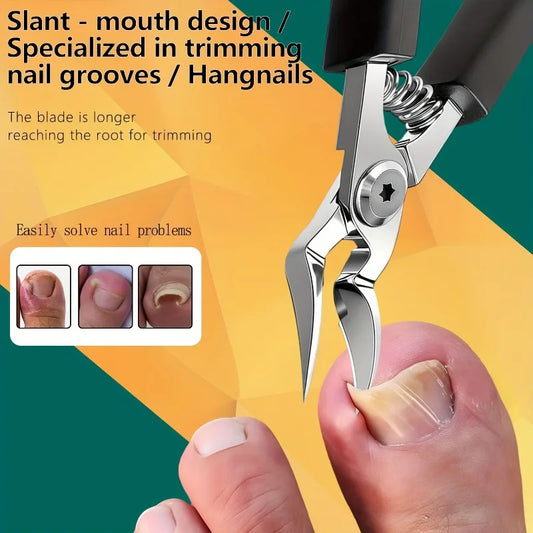 1Pieces Heavy-Duty Stainless Steel Nail Clipper, Thick Toenail & Fingernail Clipper for Adults, Professional-Grade Curved Blade