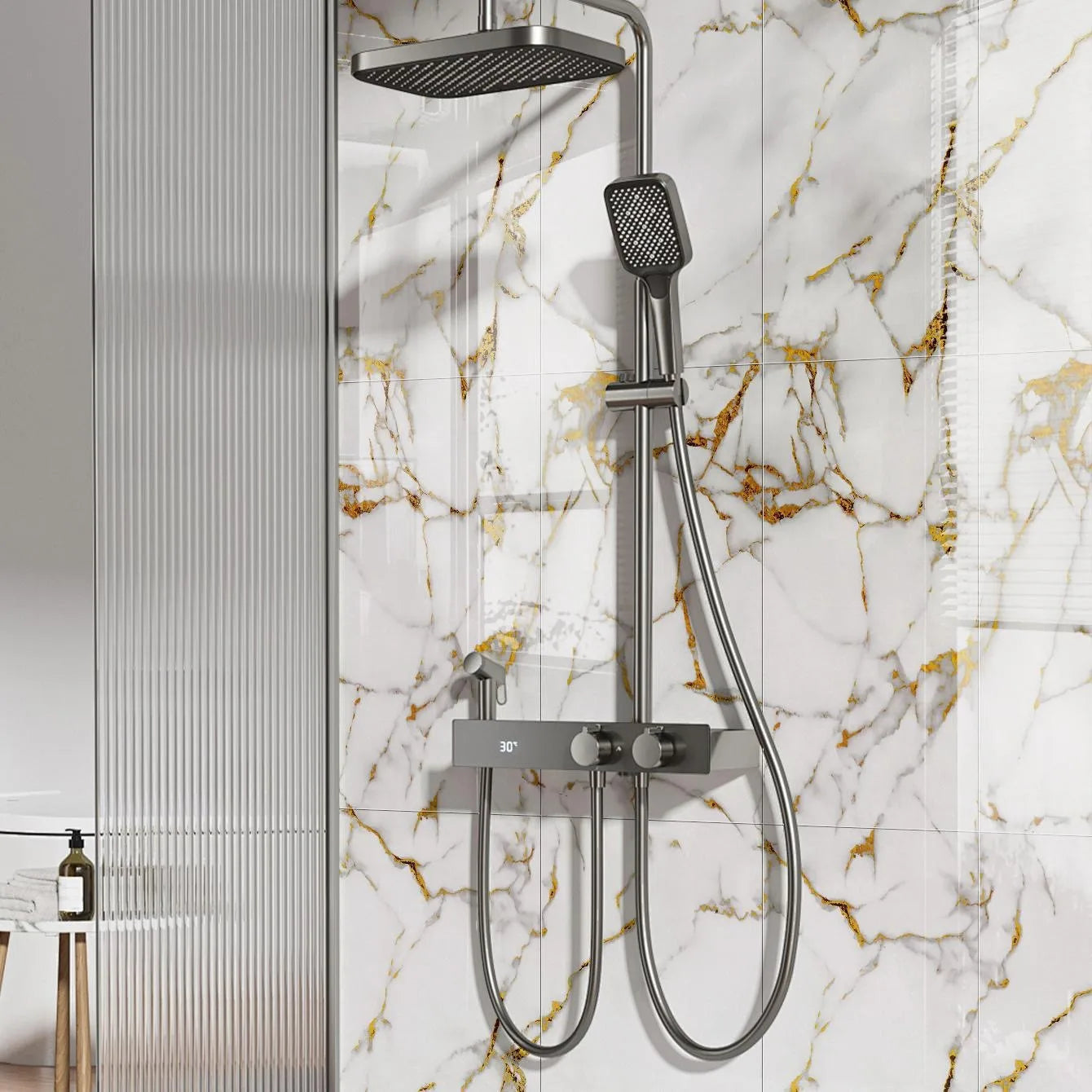 Waterproof Peel and Stick Marble Wall Tiles11.8x11.8 in Self Adhesive PVC Panels for Bathroom Kitchen and Living Room