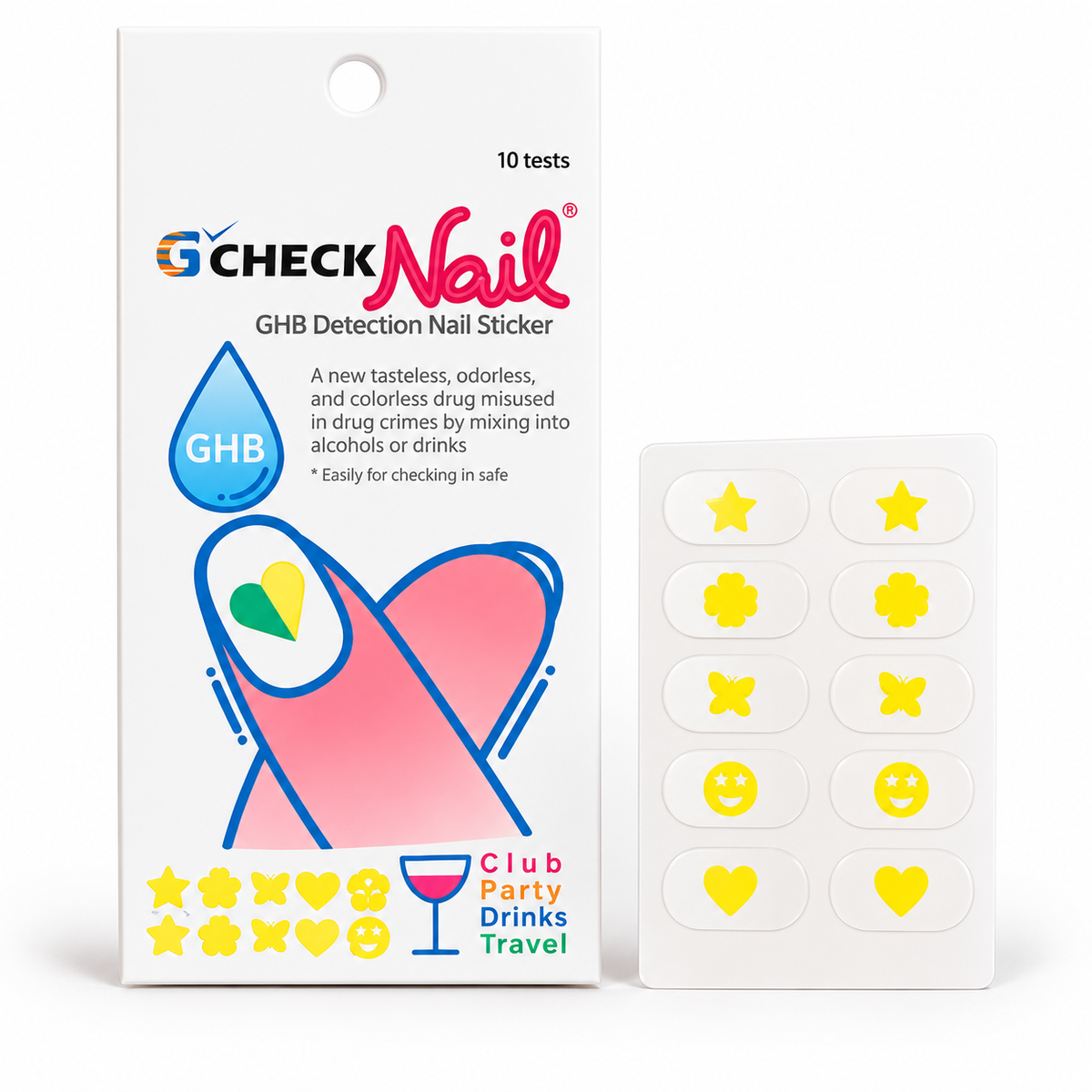 G-Check Nail Stickers – GHB Drink Detection Test Stickers Kit