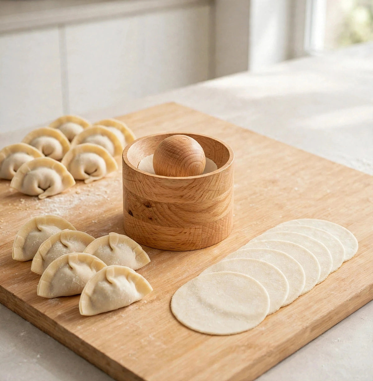 Wooden Dumpling Maker Round Kitchen Mold