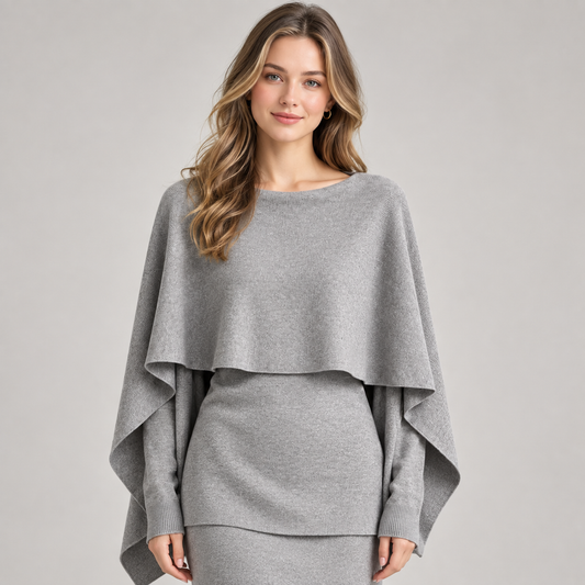 Designer-style Cloak Cape Faux Two-piece Top For Women