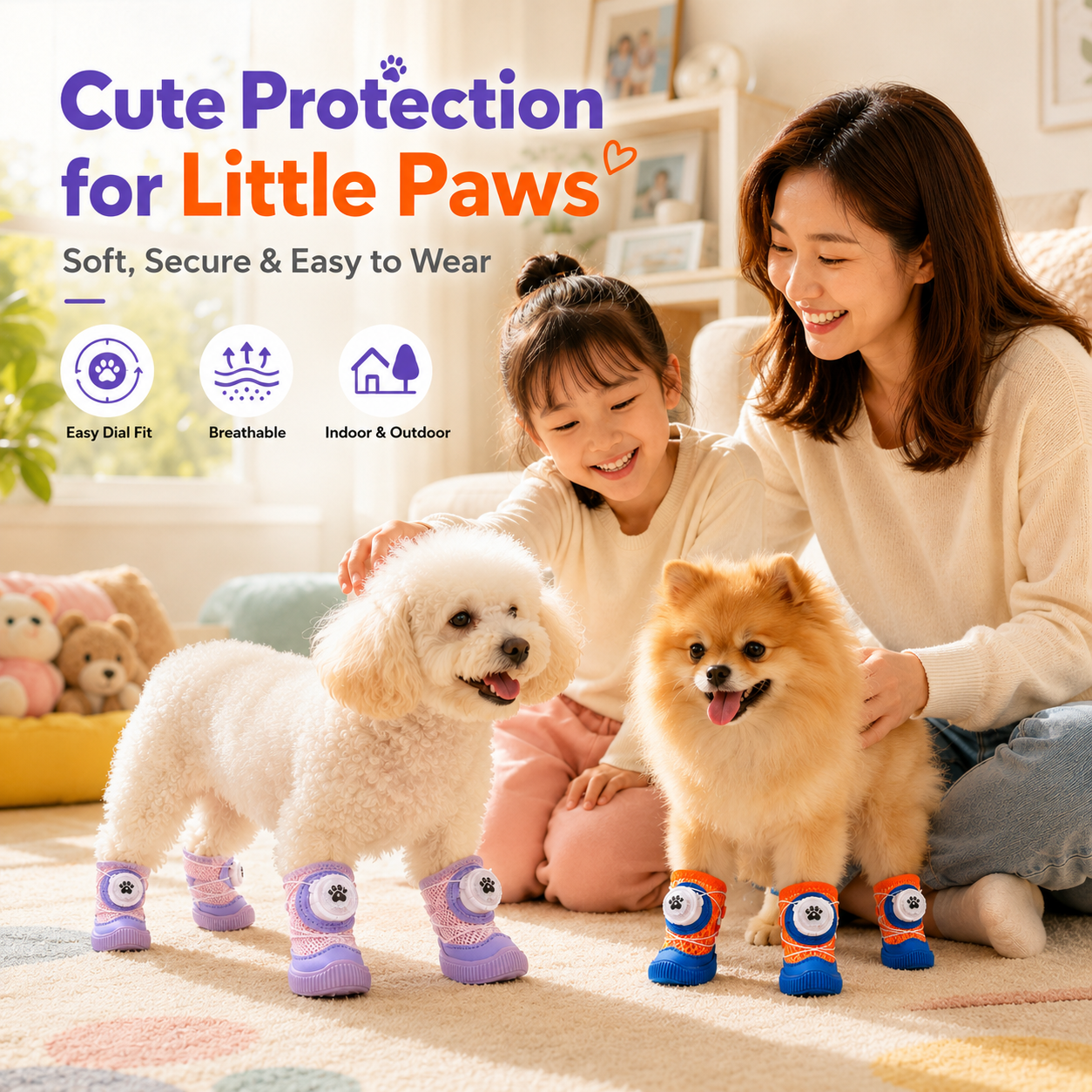 Mesh Non-slip Swivel-clip Soft-soled Breathable Shoes For Small Pets