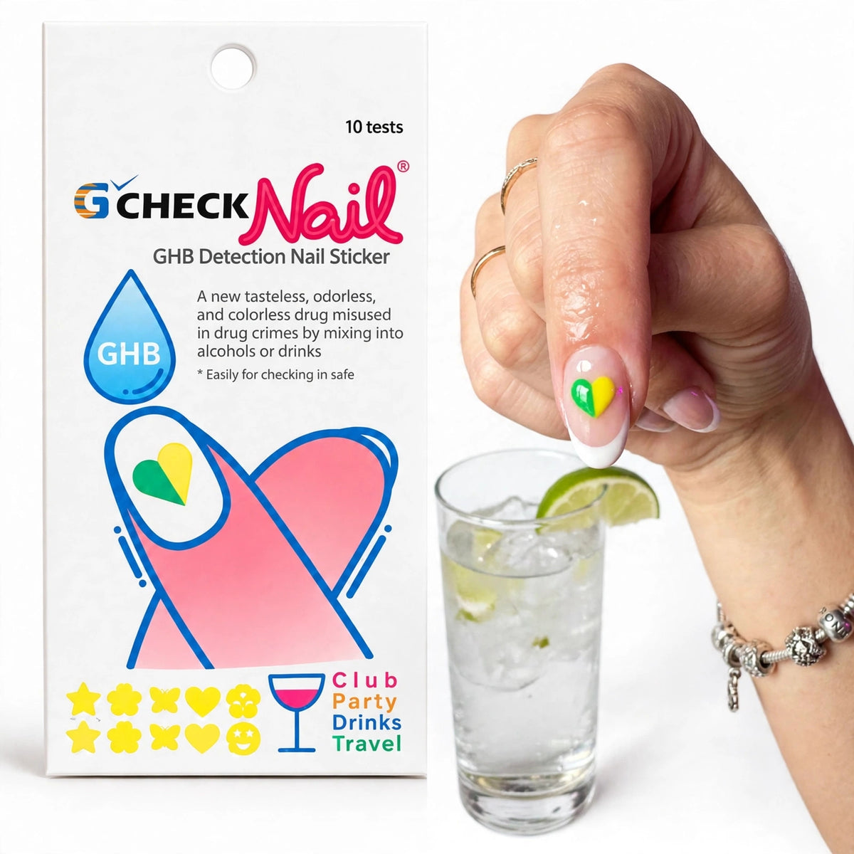 G-Check Nail Stickers – GHB Drink Detection Test Stickers Kit
