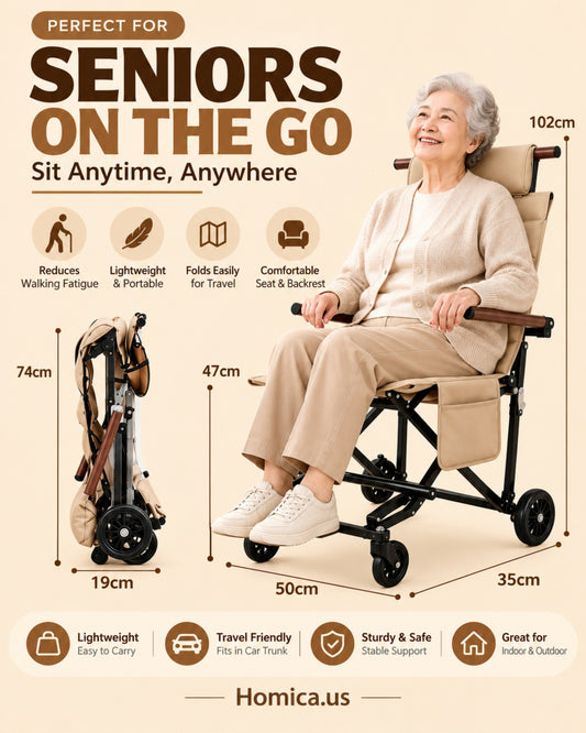Portable Folding Wheelchair Multifunctional  Pushcart For Travel | Elderly WheelChair