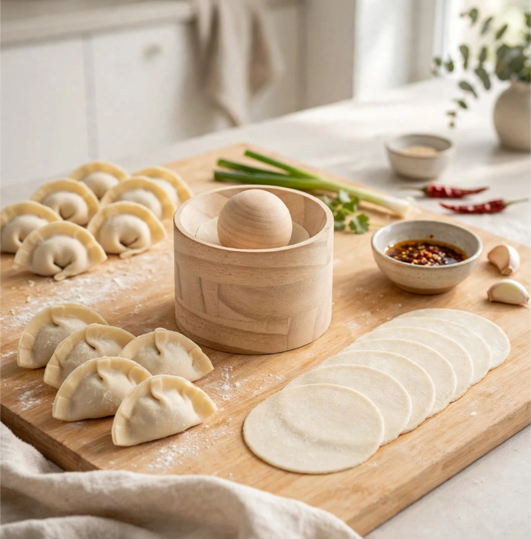 Wooden Dumpling Maker Round Kitchen Mold